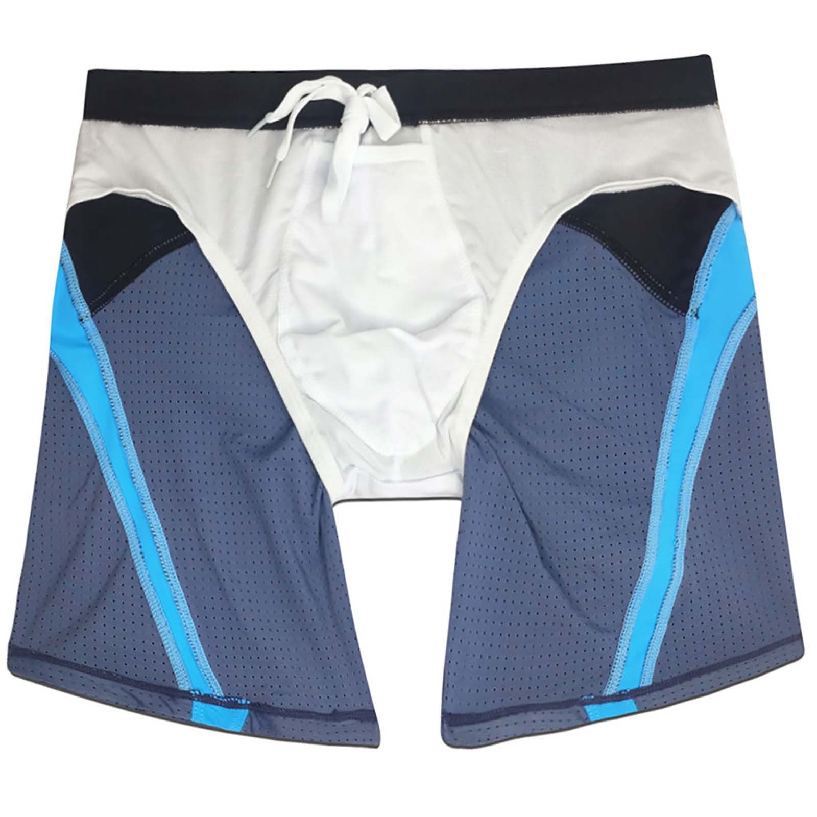 Mens Swim Trunks Quick-Drying Low Waisted Swimming Bottoms Stretchy Slim Color Block Breathable Hollow-Out Athletic Swimwear Bathing Suits Shorts