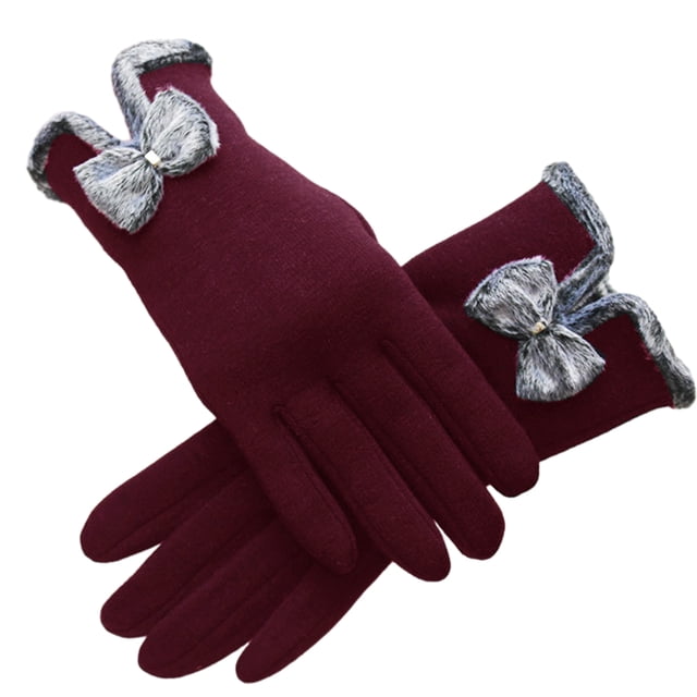 Guantes cálidos de invierno para mujer con dedos sensibles al tacto con texto en pantalla, guantes resistentes al viento con forro de lana
