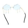 thumbnail image 4 of Womens Tassle Cloud Shape Rimless Unique Retro Party Shade Sunglasses Gold - Blue, 4 of 4
