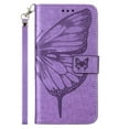 thumbnail image 3 of Feishell for Samsung Galaxy A14 5G 6.6 inch Flip Wallet Case with Wrist Strap,Butterfly & Flower Embossed Pattern PU Leather Magnetic Buckle Folio Credit Card Slots Kickstand Phone Case,Lightpurple, 3 of 10