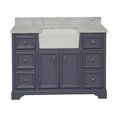 thumbnail image 6 of Zelda 48" Farmhouse Bathroom Vanity with Powder Gray Cabinet and Carrara Marble Top, 6 of 6
