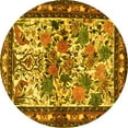 thumbnail image 1 of Ahgly Company Machine Washable Indoor Round Animal Yellow Traditional Area Rugs, 3' Round, 1 of 4