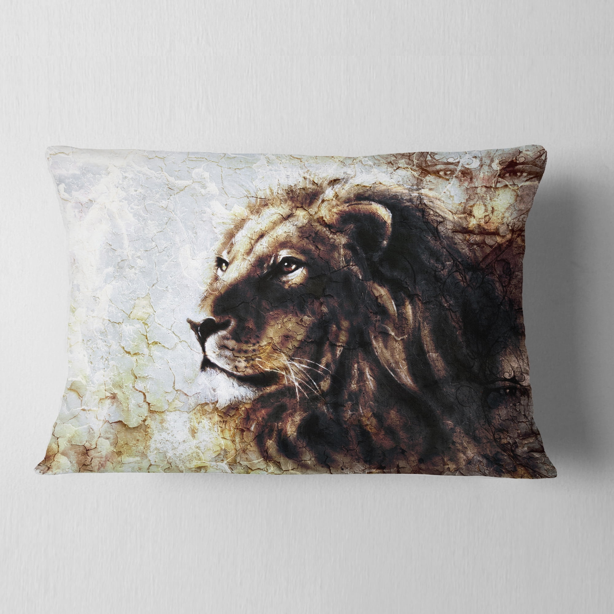 Designart Mystic Face - Animal Throw Pillow - 12x20