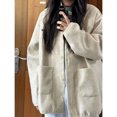 thumbnail image 1 of Cárdigan liso para mujer, cálido, holgado, de un solo pecho, estilo japonés, básico, diario, Harajuku, acogedor, suave, para el tiempo libre, tierno y elegante., 1 of 6