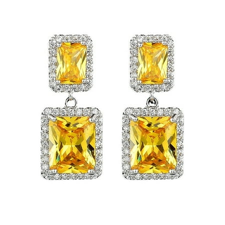 

Cglfd Fashion Temperament Net Red Women S Square Diamond Short Pendant Stud Earrings
