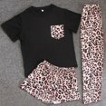 thumbnail image 3 of Conjunto de pijama ANGGREK con estampado de leopardo de cuello redondo de fibra de Poliéster Elástico para Mujer, 3 of 6