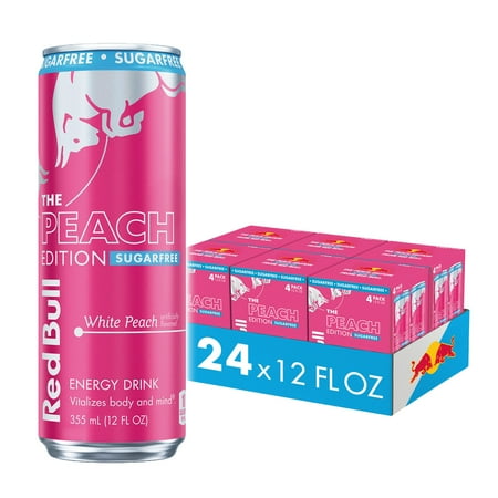 Red Bull Peach Edition Sugarfree Energy Drink, White Peach, 12 fl. oz., 6 x 4 Cans