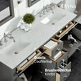 thumbnail image 3 of Totti Artemis 60" Gray Transitional Double Sink Bathroom Vanity w/ White Carrara Style Man-Made Stone Top, 3 of 7
