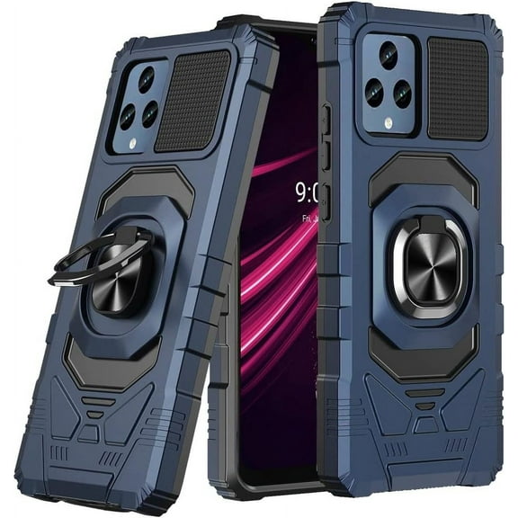 Thousandgear Customerfirst Compatible T-Mobile REVVL 6 5G / REVVL 6X 5G Case with Tempered Glass Screen Protector Car Mount Ready and Kickstand Shockproof Hard Phone Case (Blue)