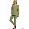 thumbnail image 2 of Zenana Women's Plus Size Soft Brushed Fabric V-Neck Long Sleeve Top & Leggings - 2 Pieces Set, 2 of 6