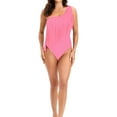 thumbnail image 4 of SWSMCLT Women's Sexy One Shoulder Swimsuit Beach Slimming Swimming One Shoulder Backless One Piece Bathing Suit Padded Pink Medium, 4 of 4
