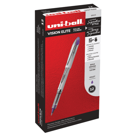 uni-ball VISION ELITE Stick Roller Ball Pen Purple Ink Bold 69025