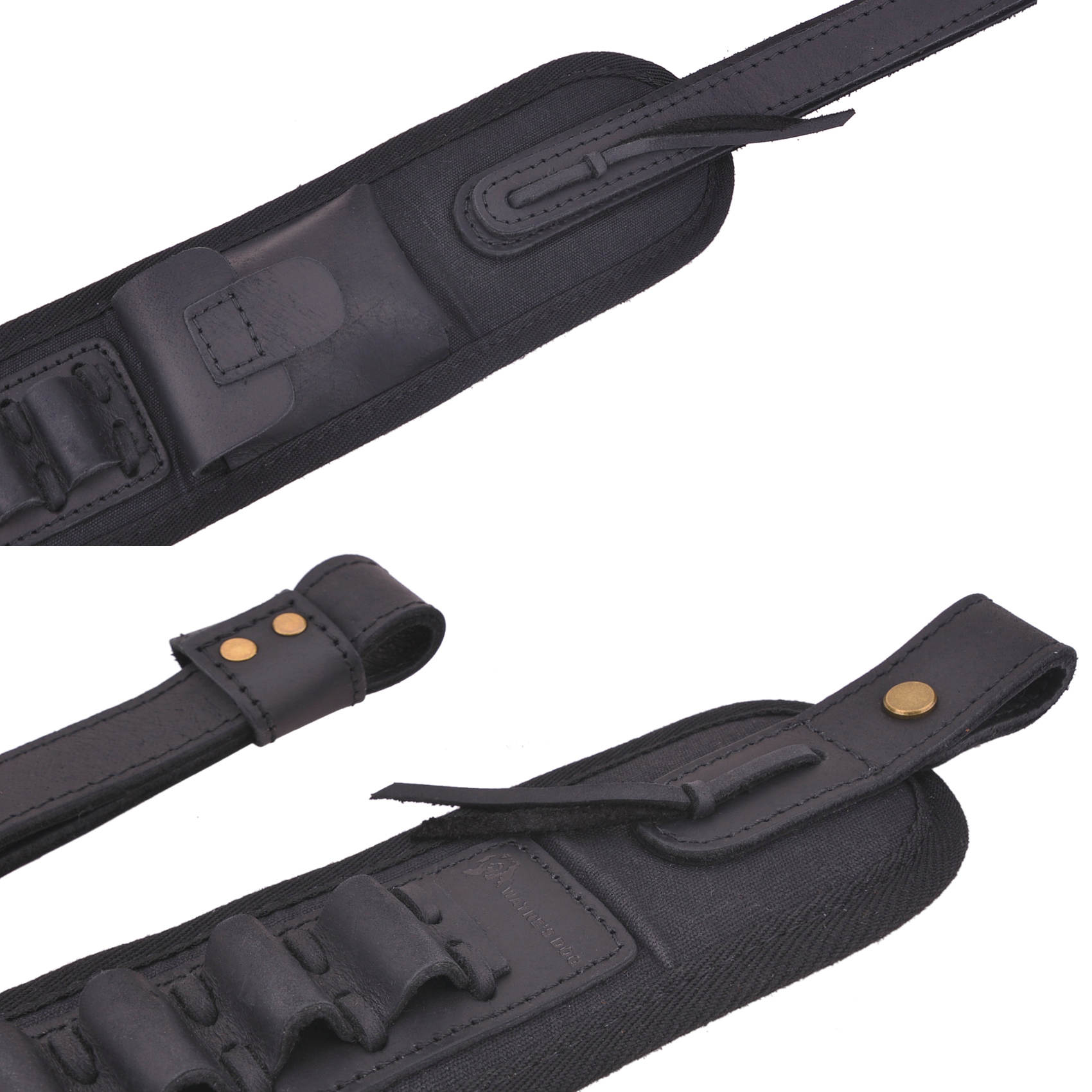 2 Points Leather Canvas Rifle Sling Hunting  Ammo Holder Strap .308 .22-250 .45-70 .40-65 410GA .270 .260