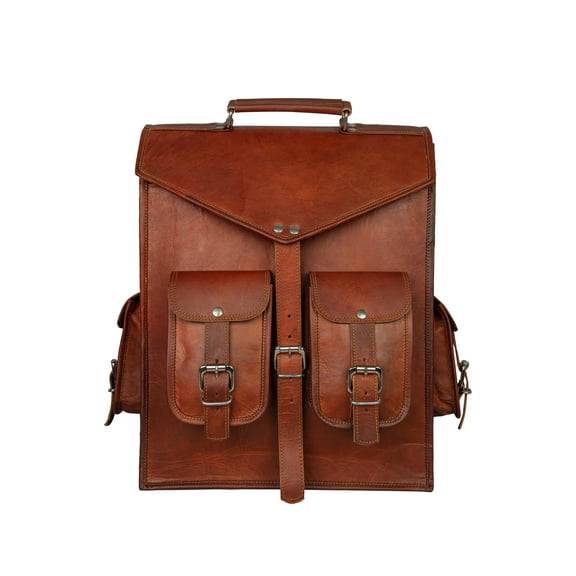 Handmade Brown Leather Laptop Backpack.