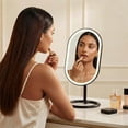 thumbnail image 4 of Fancii Vera Vanity Makeup Mirror with Lights, Rechargeable, Illuminated Cosmetic Mirror with 3 Dimmable Light Settings, Adjustable Stand (Black), 4 of 9