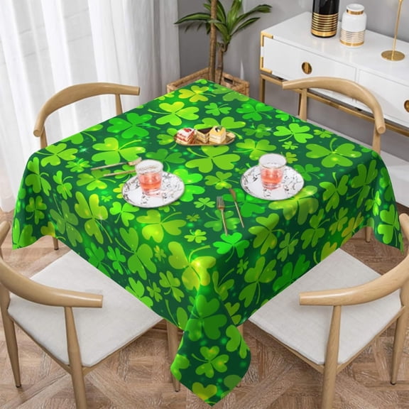 St Patricks Day Tablecloth Square 54×54 Inch Shamrocks Table Cloth Water Resistant Fabric Table Covers for Kitchen Dining Small Tablecloth for Party Home Decor