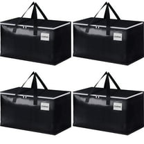 Kidsol Heavy Duty Moving Bags with Zippers and Handles, Storage Bags for Space Saving and Packing, Collapsible Moving Supplies, Storage Totes (93L, 4-Pack, Black)
