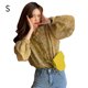 thumbnail image 1 of Camisa de mujer Blusa de gasa con estampado floral Top casual de manga larga abullonada, Amarillo, S seitruly AP001298-01B, 1 of 7