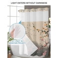 thumbnail image 6 of No Hook Shower Curtain with Snap-in Liner, Chinese Ink Painting Waterproof Fabric Bathroom Curtains, Pink Peach Blossom Branches Bath Curtains & Mesh Top Window Standard 72"x72", 6 of 9