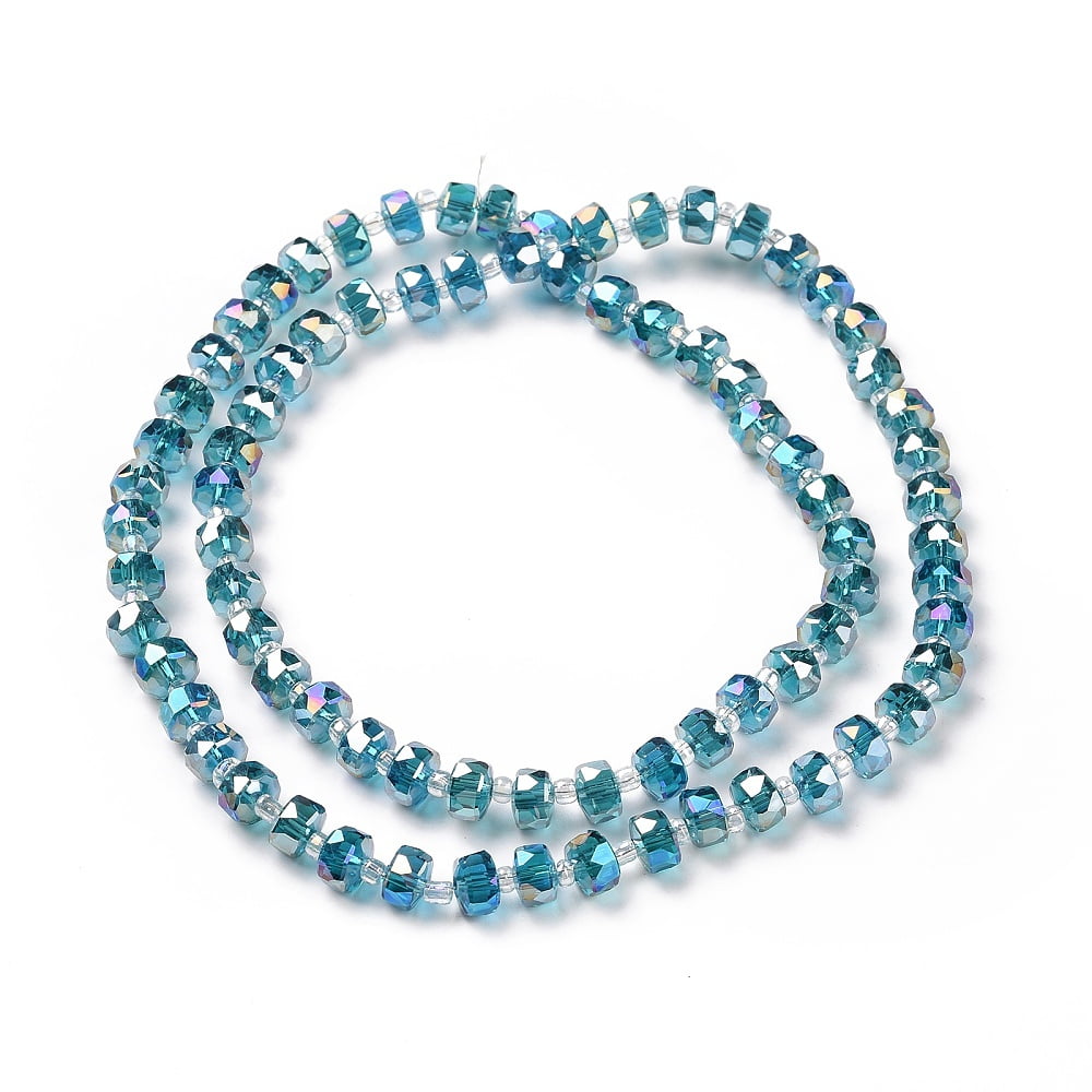 Electroplate Transparent Glass Beads Strands AB Color Plated Faceted Rondelle Mixed Color 7.5~8x4.5mm Hole: 1.2mm about 80pcs/strand 22.05''(56cm)