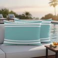 thumbnail image 5 of Outdoor Pillow Covers Modern White and Teal Stripes Waterproof Pillow Cases 20x12 Set of 2, Minimalist Art Throw Pillow Cover Pillowcase for Patio Balcony Couch Garden, 5 of 9