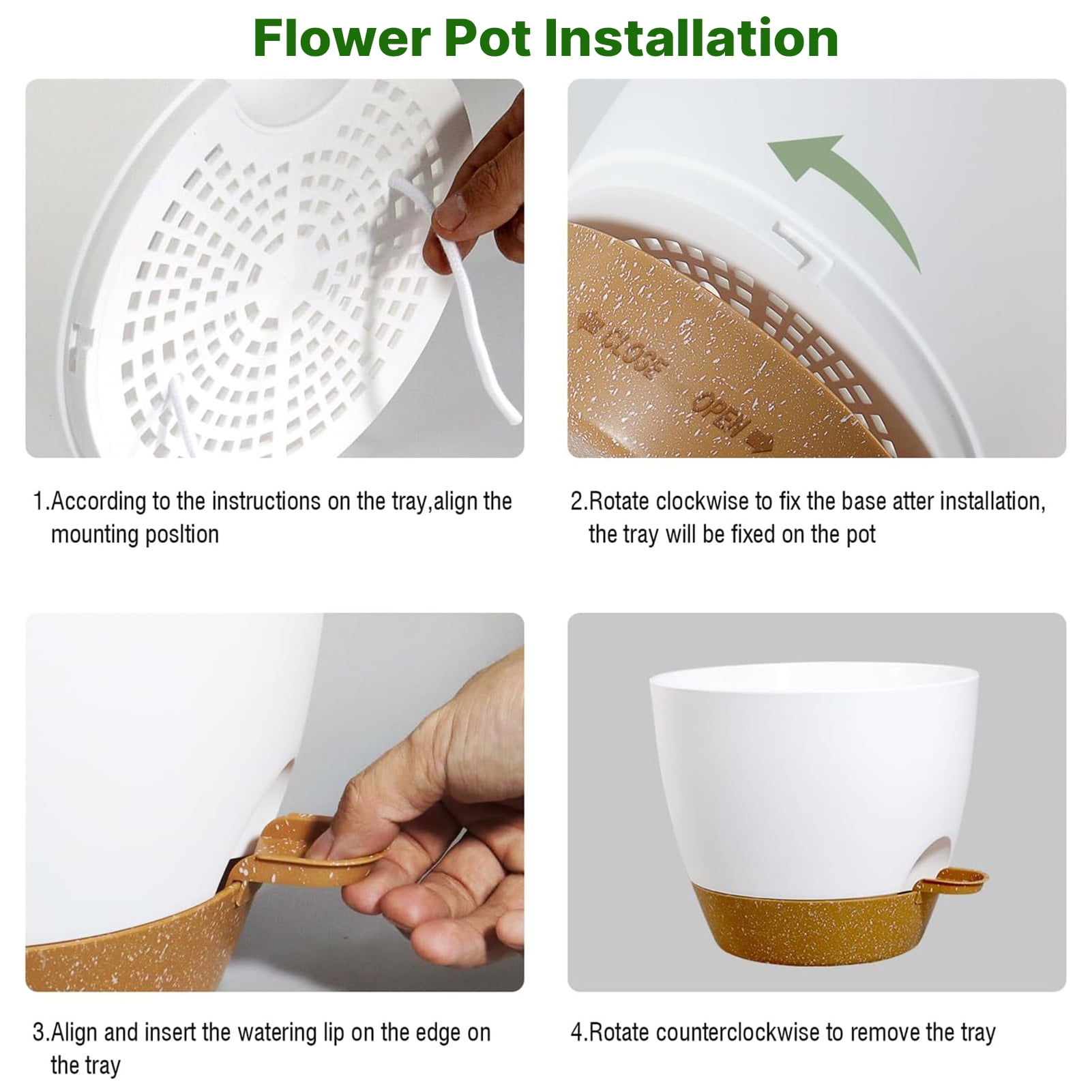 West Bay 12" 10" 9" Large Self Watering Plant Pots, 3 Pack Flower Pots Planters with Multi Mesh Drainage Holes for Indoor Outdoor Garden Plants and Flowers (White)