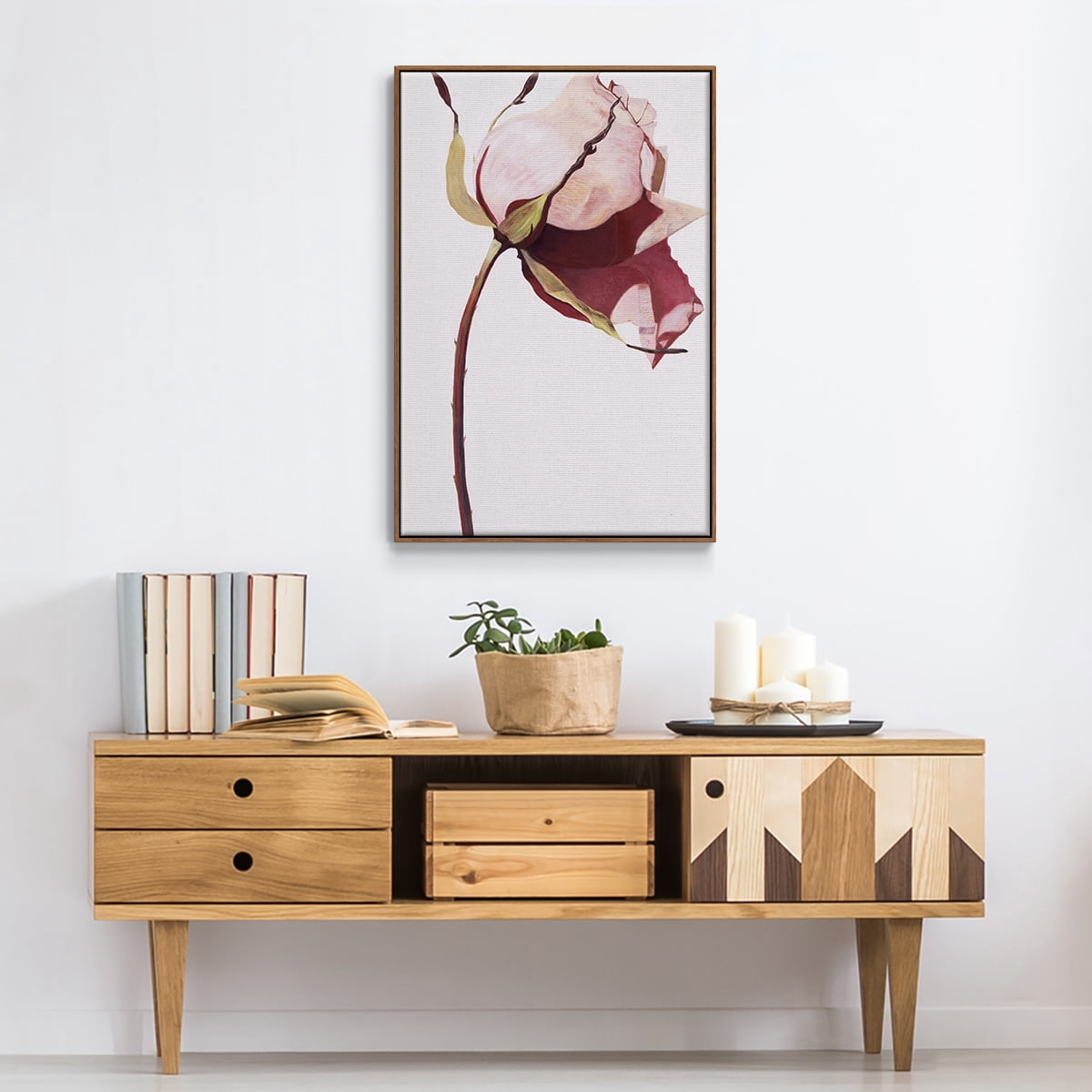 Love Is A Rose I Framed Premium Gallery Wrapped Canvas - Ready to Hang - 17 x 25 - Walnut Floating Frame