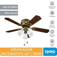 thumbnail image 5 of Ventilador De Techo Con Lampara 42 Pulg Aspas De Madera 2Pzs cafe 42 pulgadas, 5 of 5