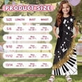 thumbnail image 7 of Uourmeti Girls Summer Dress Music Notes Piano Print Short Sleeve Round Neck Flowy Tiered Casual Long Maxi Dress with Pockets, Size 7-8 Years, 7 of 7