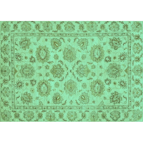 Ahgly Company Indoor Rectangle Oriental Turquoise Blue Traditional Area Rugs, 7' x 10'