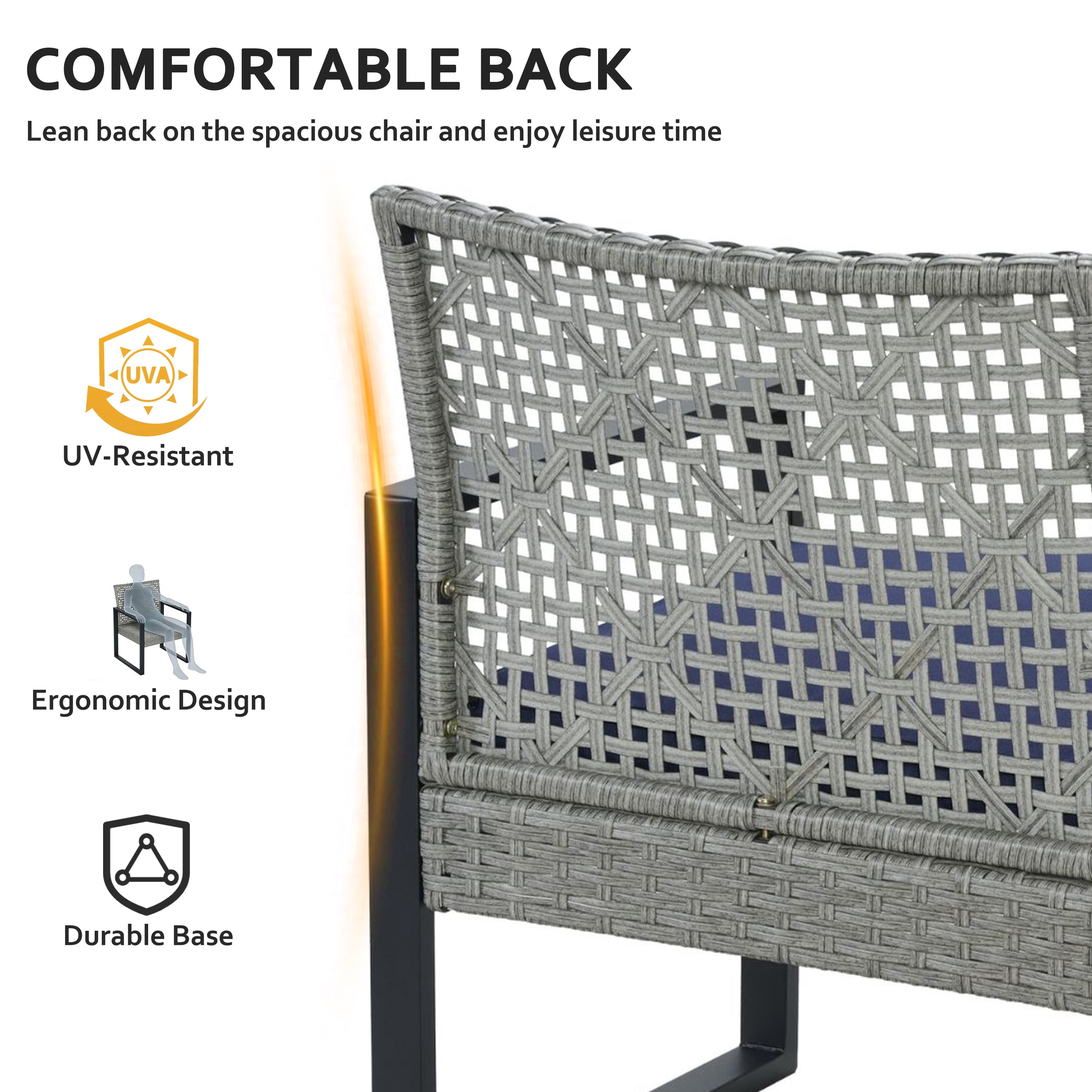 Segmart 4-Piece Outdoor Patio Furniture Set, Patio Conversation Set with Coffee Table, All-Weather PE Rattan Deep Seating Sofa Set with Cushions for Porch, Backyard, Balcony
