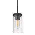 thumbnail image 1 of Golden Lighting 7011-M1L BLK-CLR Winslett Mini Pendant in Black with Ribbed Clear Glass Shade, 1 of 1