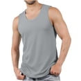 thumbnail image 2 of Mens Undershirts Summer Athletic Sleeveless Crew Neck Solid Color Tank Tops Outdoor Sport Workout Gym Pullover Shirts Activewear, 2 of 7