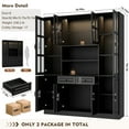 thumbnail image 2 of MEISSALIVVE 78.7" Kitchen Pantry Cabinet with Glass Doors & LED Lights, Freestanding Storage Hutch with Shelves, Black Pantry Cupboard, 62.99" W x 15.7" D, 2 of 6