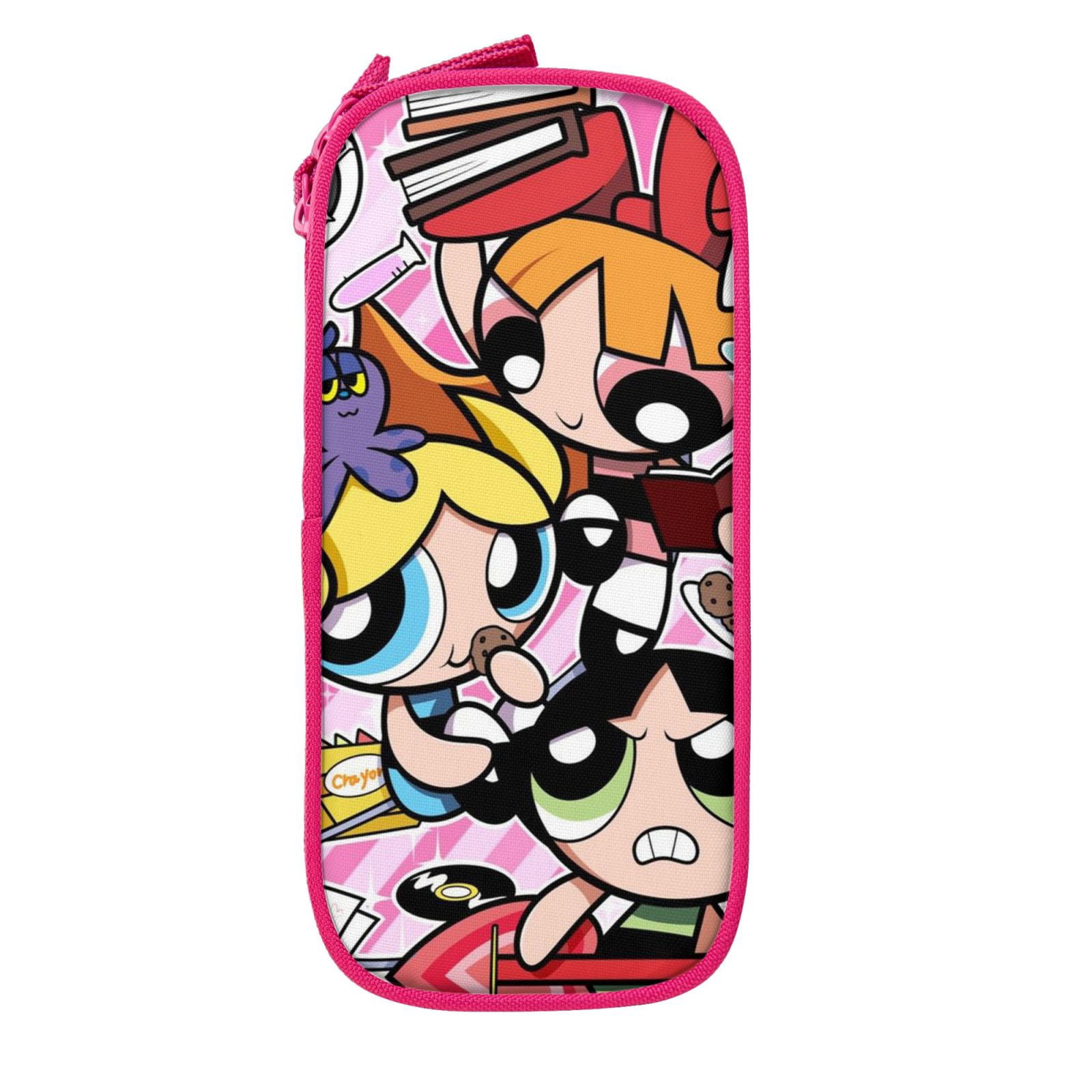 The Powerpuff Gi-rls Pencil Case Large Capacity Pencil Pouch Pen Bag Office Stationery Organizer Travel Makeup Bag Pink