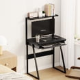 thumbnail image 3 of ALISENED 2 Tiers Small Computer Desk for Small Space, Compact Laptop Table Workstation with Keyboard Tray, Study PC Table for Home Office, Black, 3 of 8