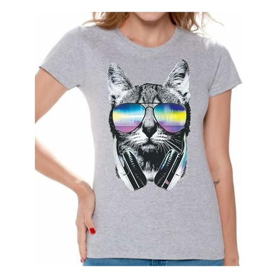 Awkward Styles Cat T-Shirt Sunglasses T Shirts for Women
