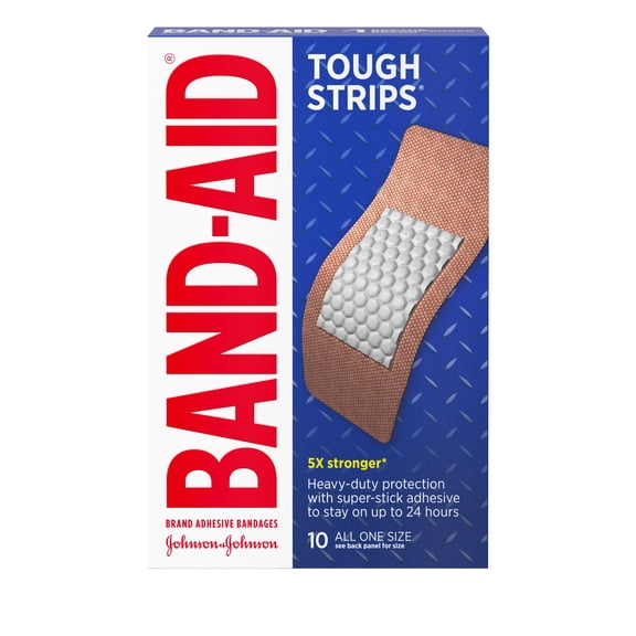 Band-Aid Brand Tough Strips Adhesive Bandage, Extra Large Size, 10 ct (Pack of 4)