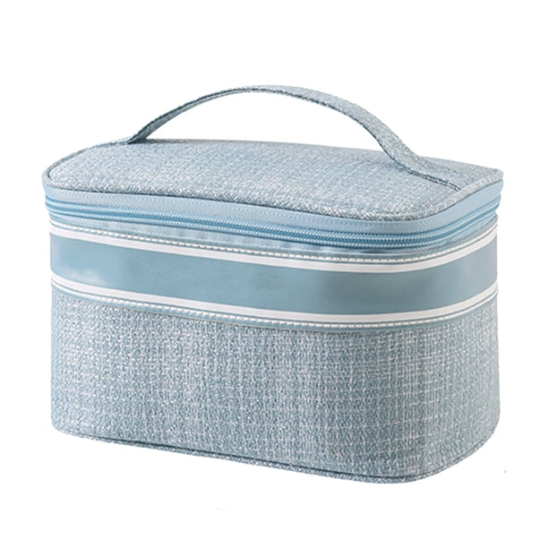 Cateissary Bolsa de almacenamiento Bolsas simples Zip Sólido Ligero Paquete portátil Cosméticos Pastas de Cepillo de Negocios Almacenamiento y organización del hogar Azul