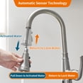 thumbnail image 4 of Cobbe Touchless Single-Handle Pull-Down Sprayer Kitchen Faucet with 3 Spout Patterns  Brushed Nickel, 4 of 11