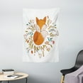 thumbnail image 1 of Cartoon Tapestry, Cute Baby Fox Sleeping in a Floral Made Bed Circle Art Print, Wall Hanging for Bedroom Living Room Dorm Decor, 40W X 60L Inches, Dark Orange White Teal Coral, by Ambesonne, 1 of 2
