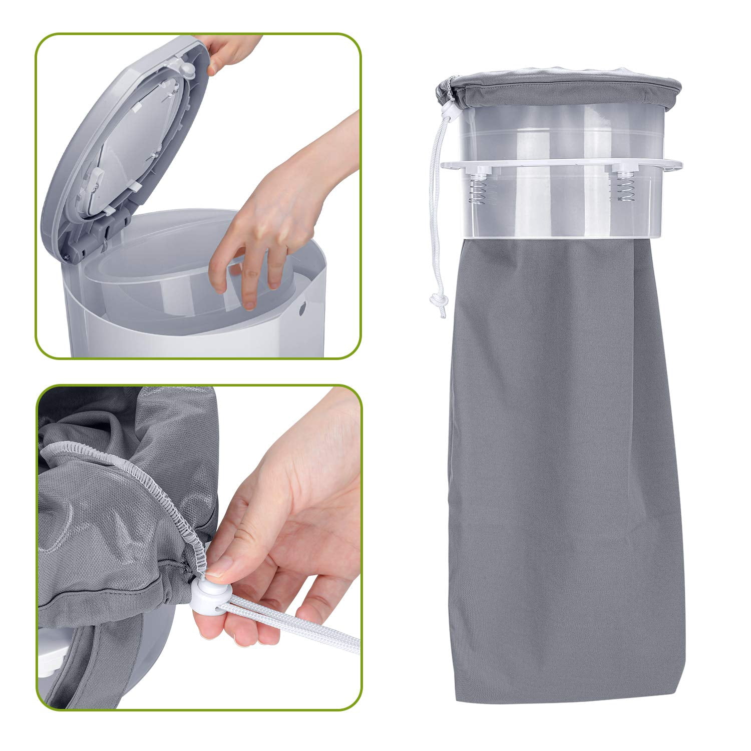 Pail Liner for Cloth Diaper(Pack of 3), Reusable Diaper Pail Wet Bag with Drawstring, Fits for Dekor, Ubbi Diaper Pails, Gray +Gray Arrows +Black Arrows