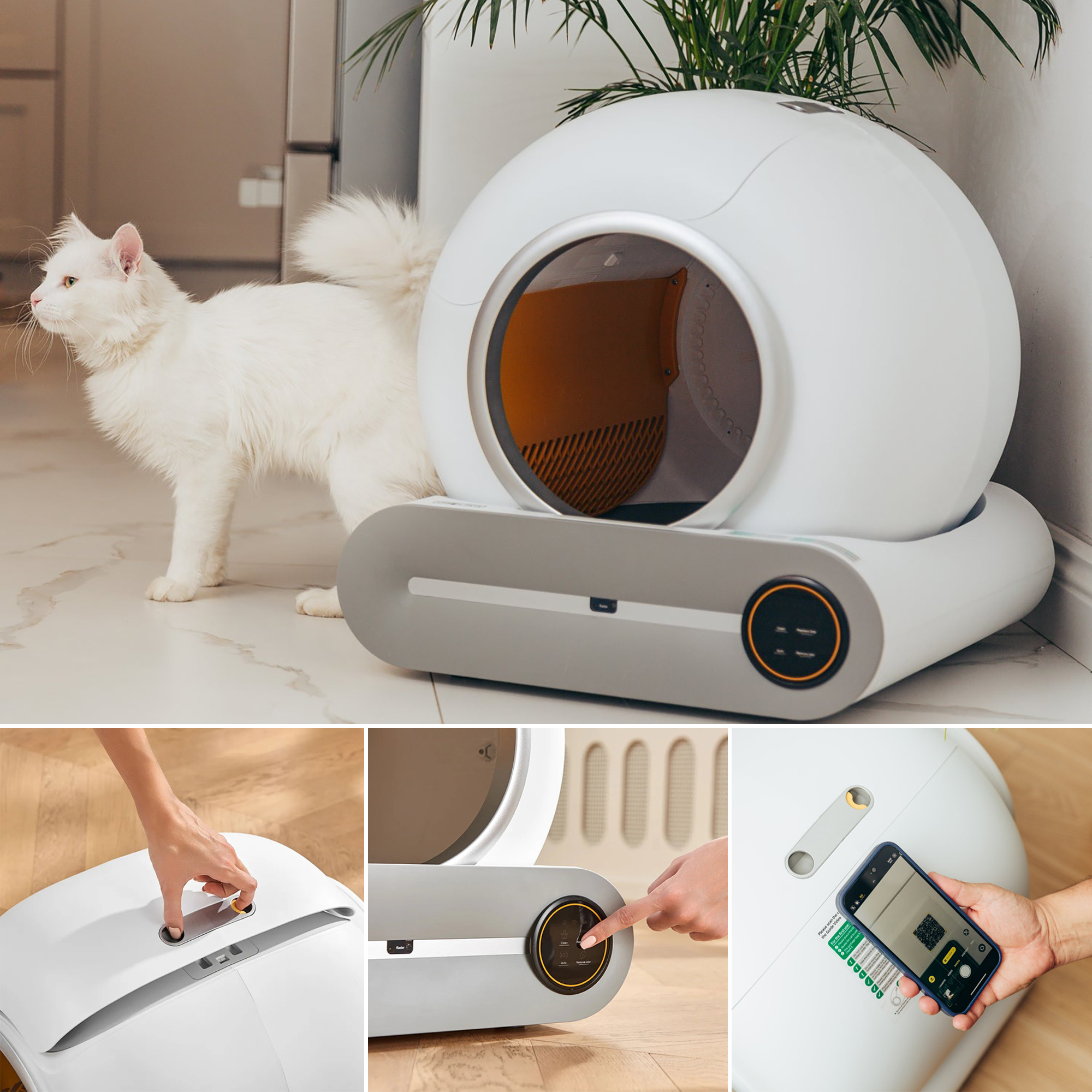 Glavbiku Smart Self-Cleaning Cat Litter Box with Liner,Odor Removal, App Control Support 2.4G wifi