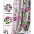 thumbnail image 3 of Spring Easter Kitchen Curtains Watercolor Floral Tulips Wreath Eggs Pink Plaid Cafe Short Curtains for Bathroom Blackout Window Curtain Small Window Treatment Drapes for Bedroom Living Room 52"x45"x2, 3 of 9