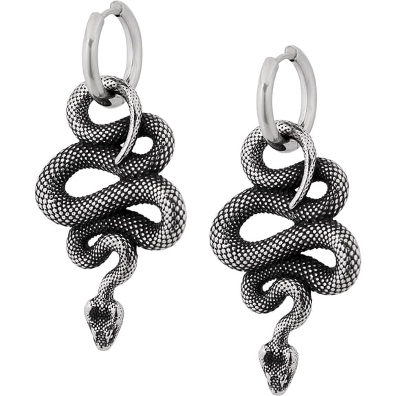 Tilga Gothic Punk Snake Earrings Dangle, Goth Emo Punk Grunge Earrings, Costume Goth Jewelry, Christmas Jewelry Gift for Women