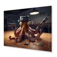 thumbnail image 2 of Designart "Octopus Mobster with a Hat" Animal Octopus Metal Art Living Room, 2 of 5
