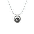 thumbnail image 2 of Delight Jewelry Silvertone Antiqued Round Seal - Initial - M - Gymnastics Mom Ring Charm Necklace, 18", 2 of 4