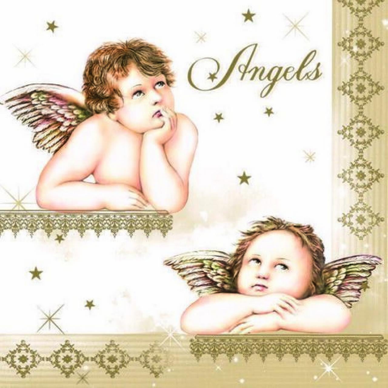 Keep Unique Decoupage Vintage Christmas Paper Napkins, Luncheon Decorative Angels Napkins, 20