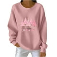 thumbnail image 2 of GuzomFashion Womens Pink Christmas Festive Sweatshirt - Loose Crewneck with Pink Tree & Merry Christmas Lettering, Inclusive Sizes S-XXXXXL,Size L, 2 of 3