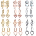 thumbnail image 4 of Original Sterling Silver Earrings 2024 Stud Hoop Crystal Earings Rose Gold stars Heart Infinity Bee Earing for Women Jewelry, 4 of 6